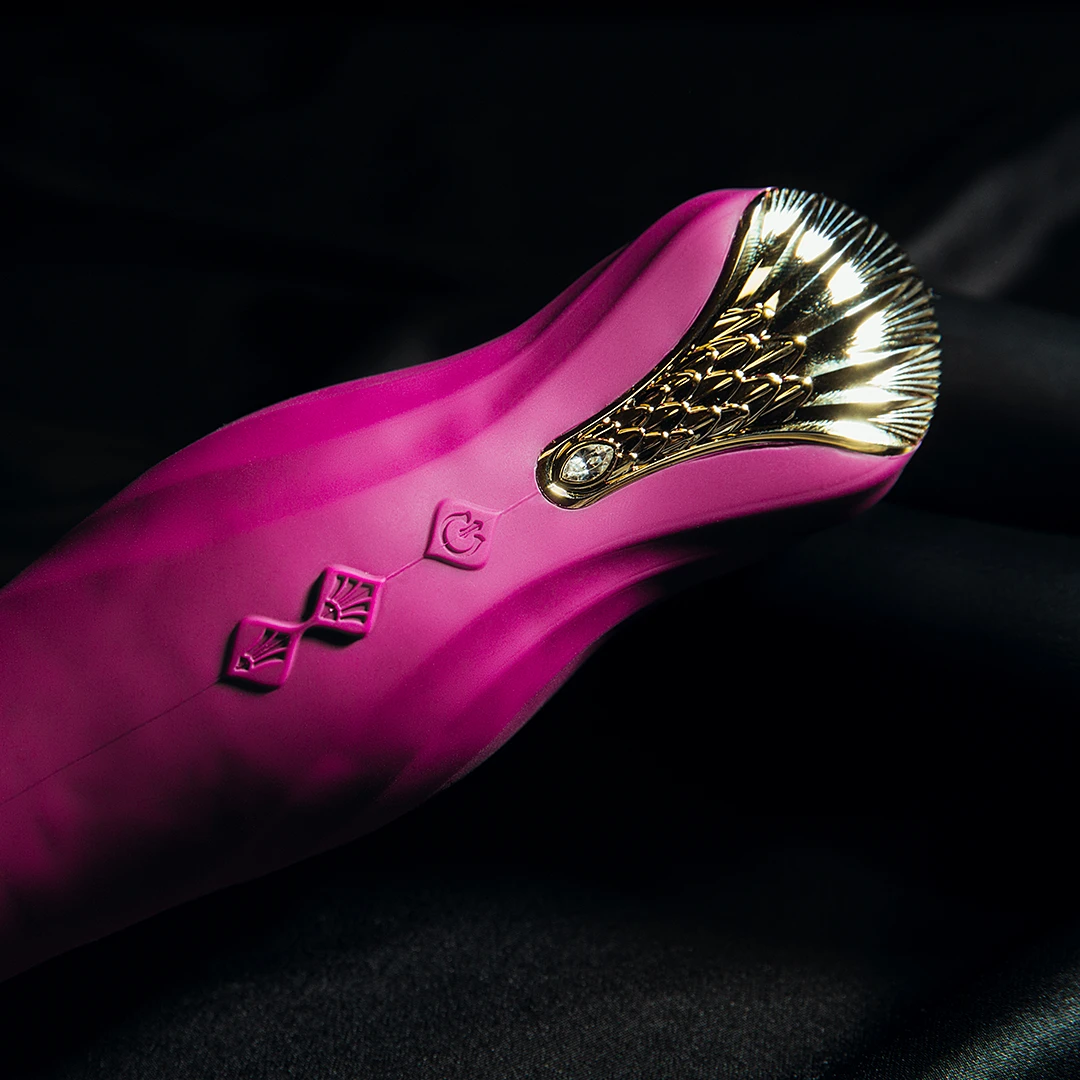 ZALO® King Vibrating Thruster embellished with SWAROVSKI crystal. provides the ultra-high power, whisper quiet operation & brings a more powerful thrusting orgasm experience, in Velvet Purple color.